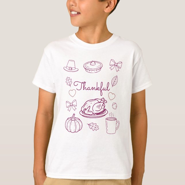 Camiseta Thankful for Kids Thanksgiving  Gratitude T-shirt (Frente)
