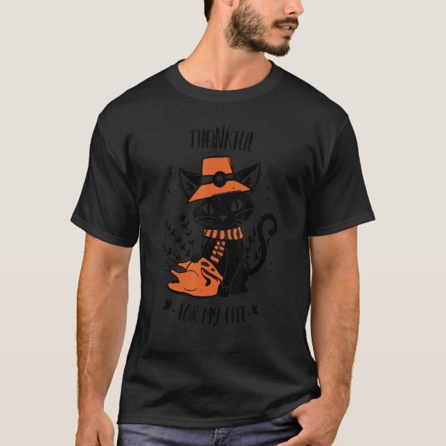 Camiseta Thankful For My Cats Happy Thanksgiving Cat (Frente)