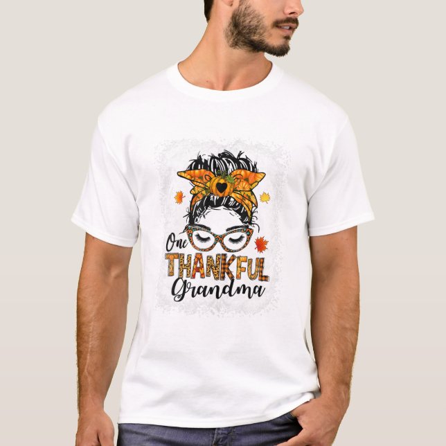 Camiseta Thankful Grandma Messy Bun (Frente)