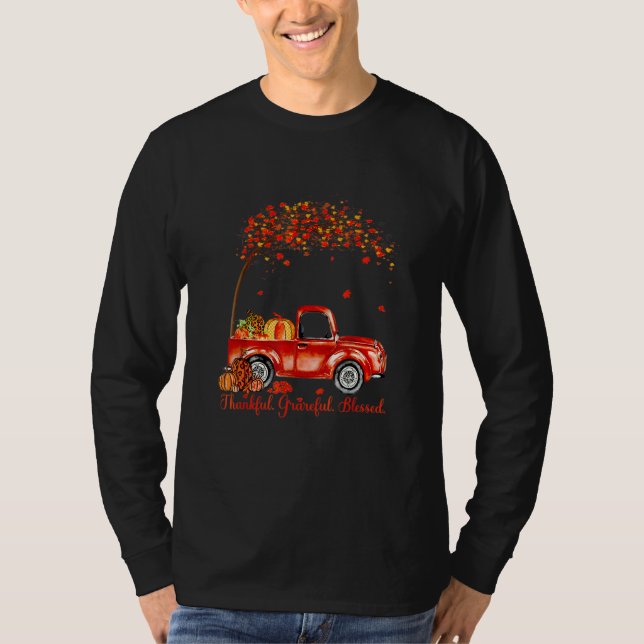 Camiseta Thankful Grateful Blessed Autumn Truck Falling Lea (Frente)
