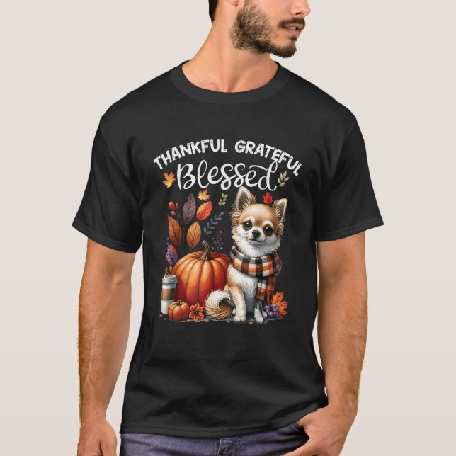 Camiseta Thankful Grateful Blessed Chihuahua Dog Fall Y all (Frente)