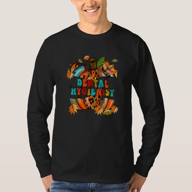 Camiseta Thankful Grateful Blessed Dental Hygienist Pumpkin (Frente)