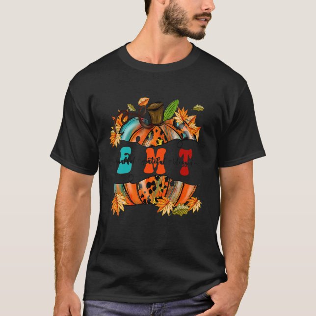 Camiseta Thankful  Grateful  Blessed EMT Pumpkin Autumn Fal (Frente)