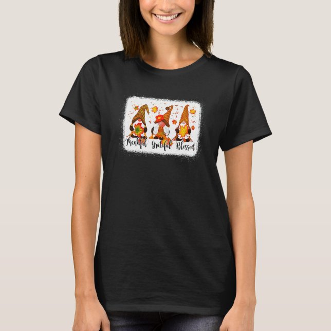 Camiseta Thankful Grateful Blessed Fall Gnomes Autumn Thank (Frente)