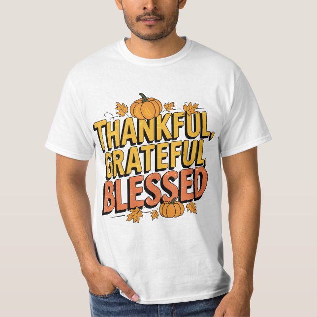 Camiseta Thankful Grateful Blessed Fall T-shirt Design (Frente)