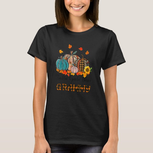 Camiseta Thankful Grateful Blessed Grammy Pumpkins Thanksgi (Frente)