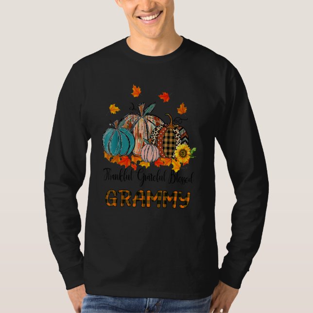 Camiseta Thankful Grateful Blessed Grammy Pumpkins Thanksgi (Frente)