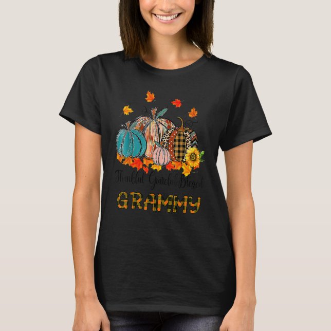 Camiseta Thankful Grateful Blessed Grammy Pumpkins Thanksgi (Frente)