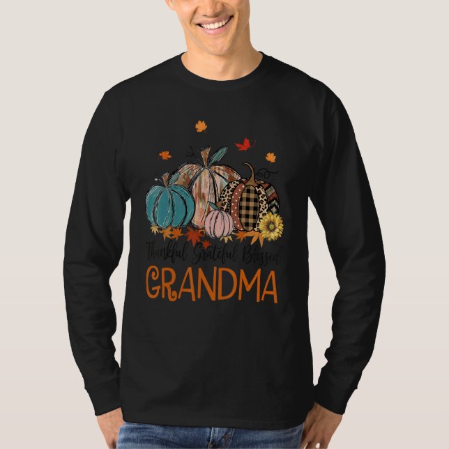 Camiseta Thankful Grateful Blessed Grandma Pumpkins Thanksg (Frente)