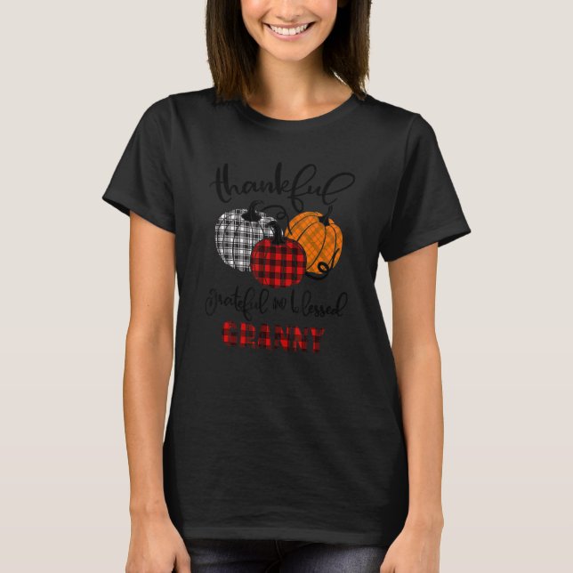 Camiseta Thankful Grateful Blessed Granny Autumn Fall Pumpk (Frente)