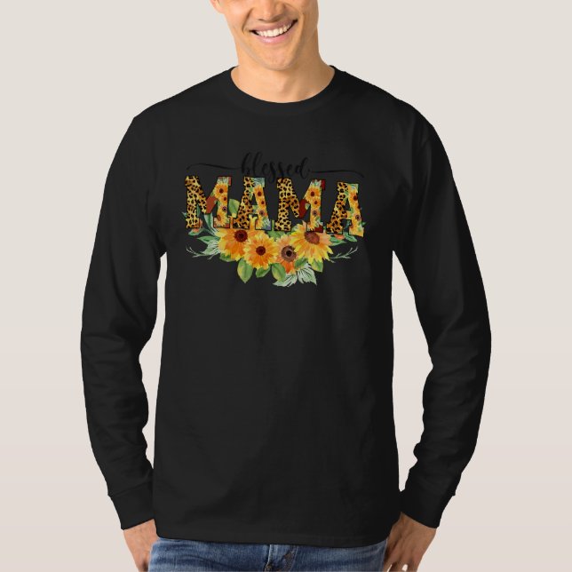 Camiseta Thankful Grateful Blessed Mama Sunflower Thanksgiv (Frente)
