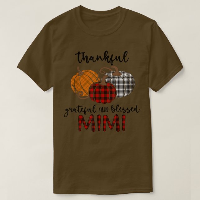 Camiseta Thankful Grateful Blessed Mimi Plaid Shirt Thanksg (Frente do Design)