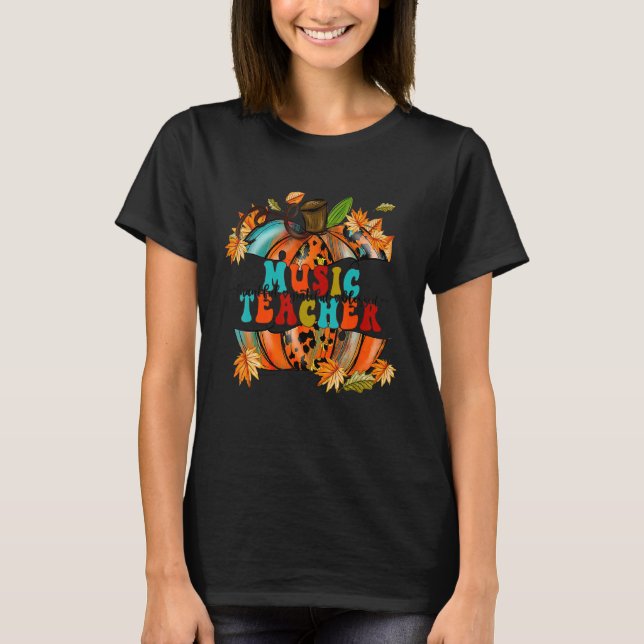 Camiseta Thankful Grateful Blessed Music Teacher Pumpkin Au (Frente)
