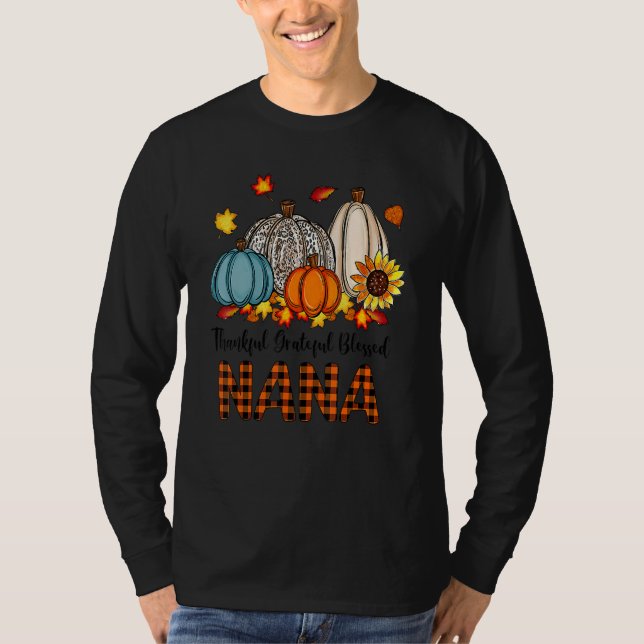 Camiseta Thankful Grateful Blessed Nana Pumpkins Fall Thank (Frente)