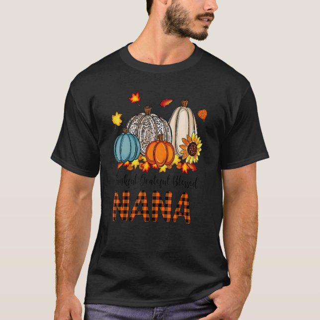 Camiseta Thankful Grateful Blessed Nana Pumpkins Fall Thank (Frente)