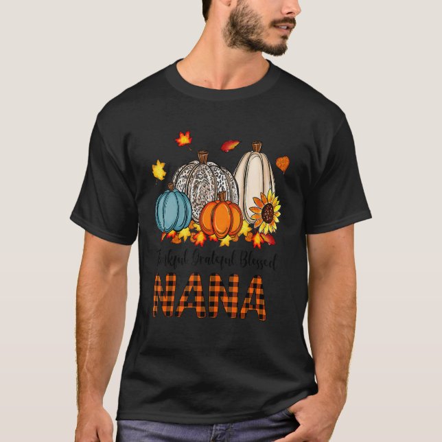 Camiseta Thankful Grateful Blessed Nana Pumpkins Fall Thank (Frente)