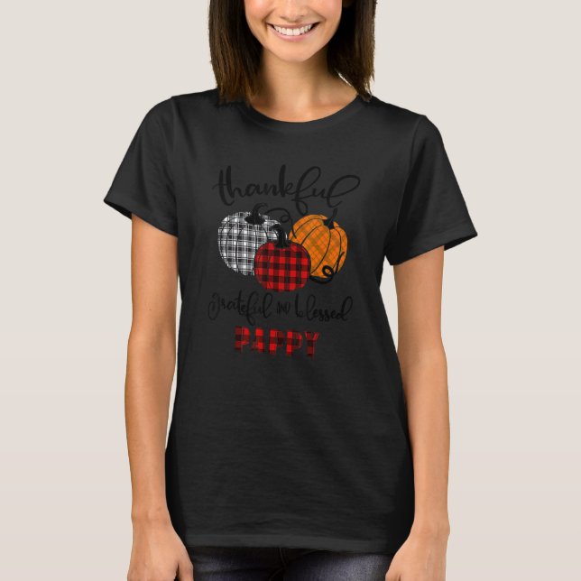Camiseta Thankful Grateful Blessed Pappy Autumn Fall Pumpki (Frente)