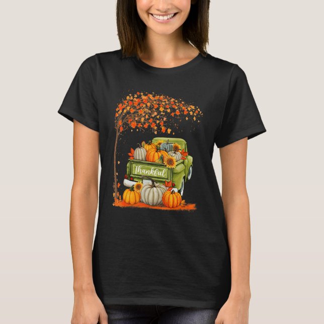 Camiseta Thankful Grateful Blessed Pumpkin Truck Its Fall Y (Frente)