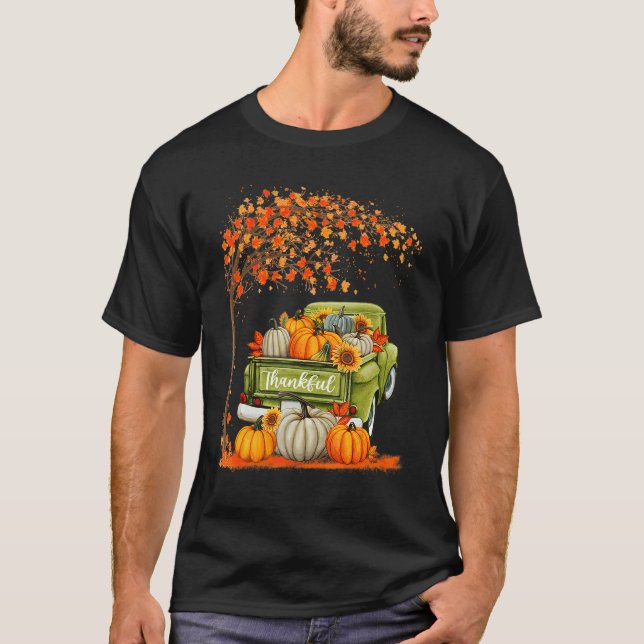 Camiseta Thankful Grateful Blessed Pumpkin Truck Its Fall Y (Frente)