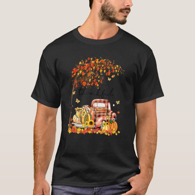 Camiseta Thankful Grateful Blessed Pumpkin Truck Its Fall Y (Frente)