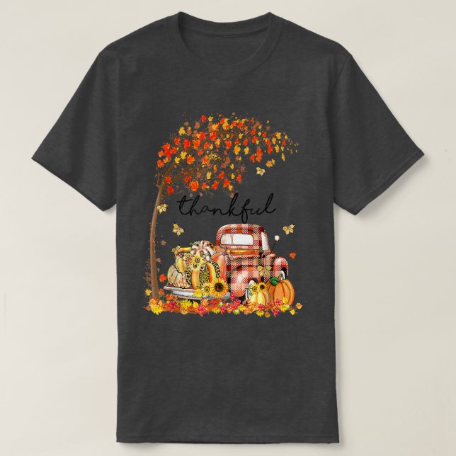 Camiseta Thankful Grateful Blessed Pumpkin Truck Its Fall Y (Frente do Design)
