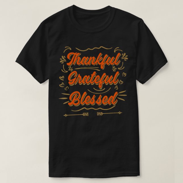 Camiseta Thankful Grateful Blessed Thanksgiving Men, Women  (Frente do Design)