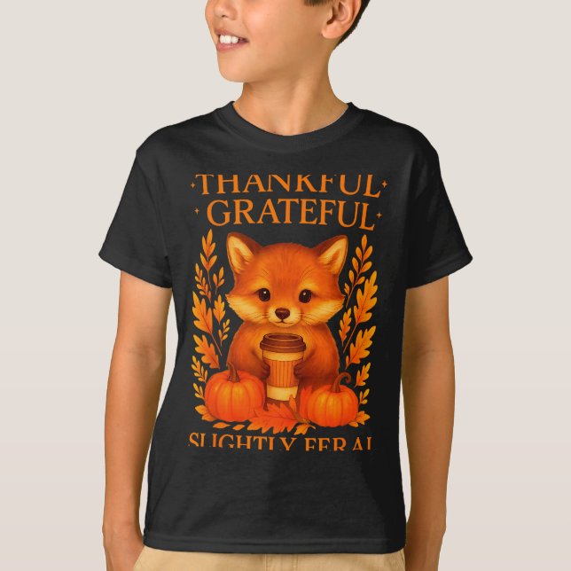 Camiseta Thankful Grateful Slightly Feral Funny Raccoon Tha (Frente)