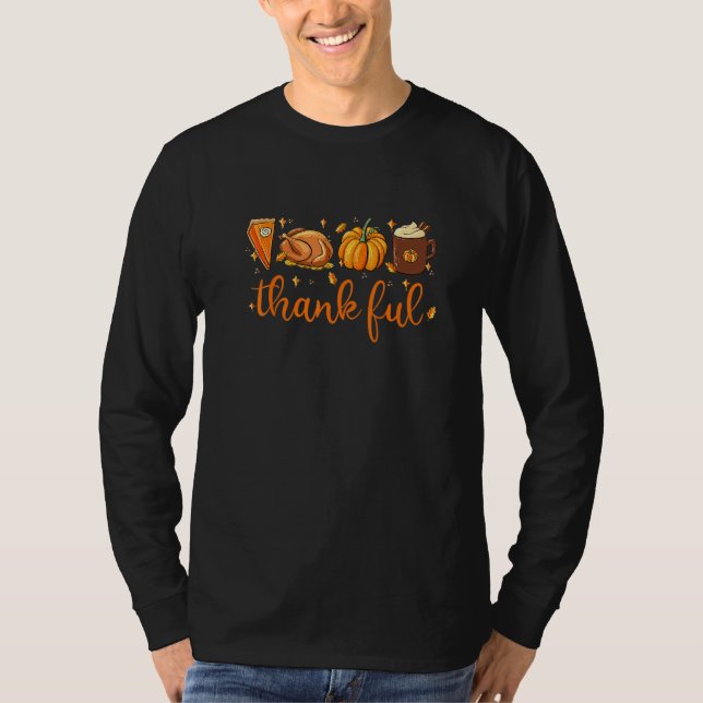 Camiseta Thankful Happy Turkey Day Thanksgiving Pumpkin Spi (Frente)