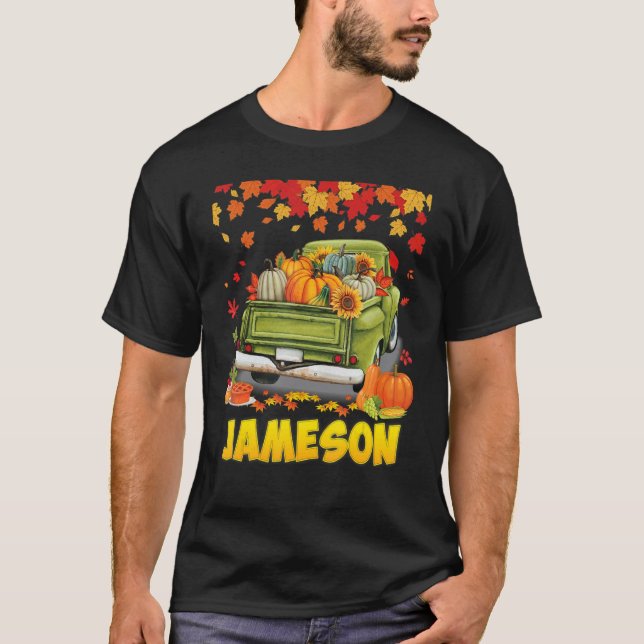 Camiseta Thankful Jameson Thanksgiving Pumpkin Truck Fall T (Frente)