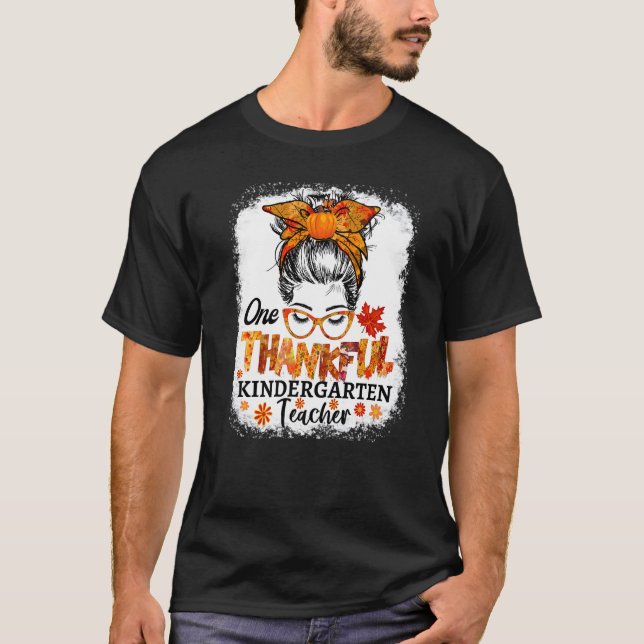 Camiseta thankful kindergarten teacher fall thanksgiving me (Frente)