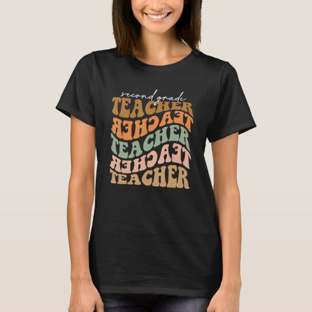 Camiseta Thankful Second Grade Teacher Retro Fall Vibes Aut (Frente)