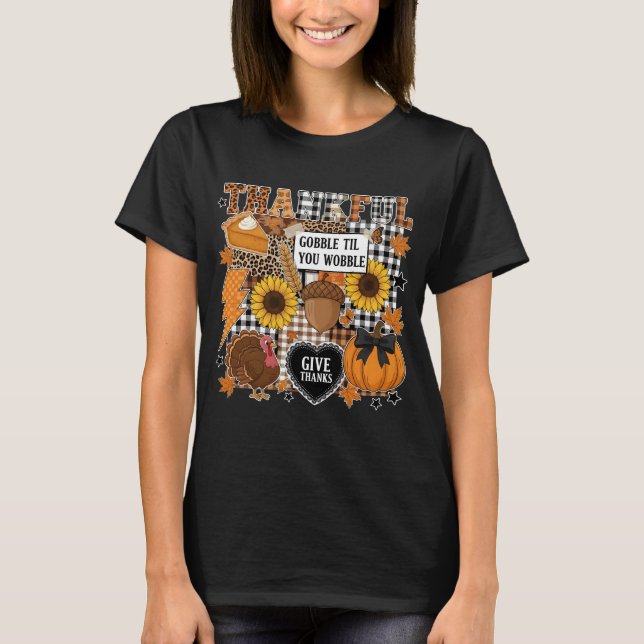 Camiseta Thankful Thanksgiving Collage | Retro Fall (Frente)