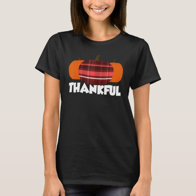 Camiseta Thankful Thanksgiving Pumpkin Flannel (Frente)