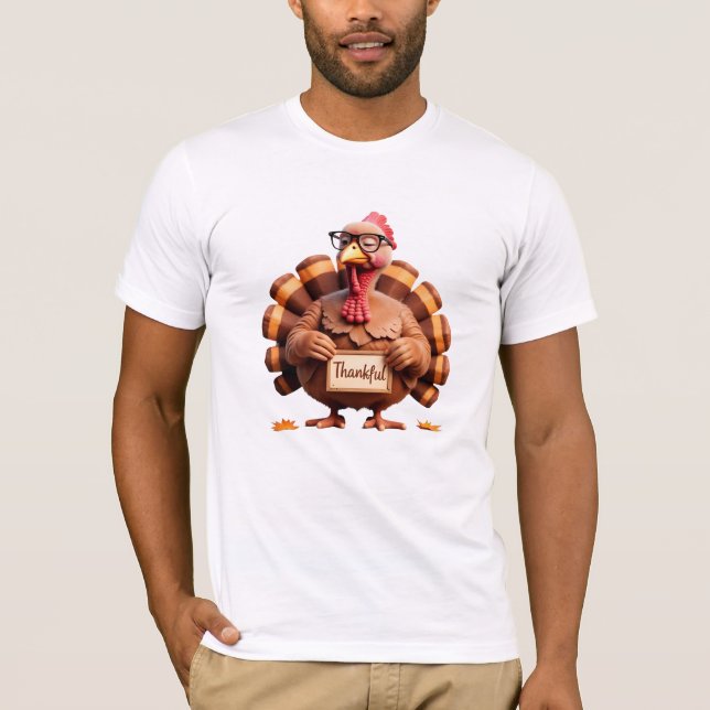 Camiseta Thankful Turkey Design – Funny Holiday Art (Frente)