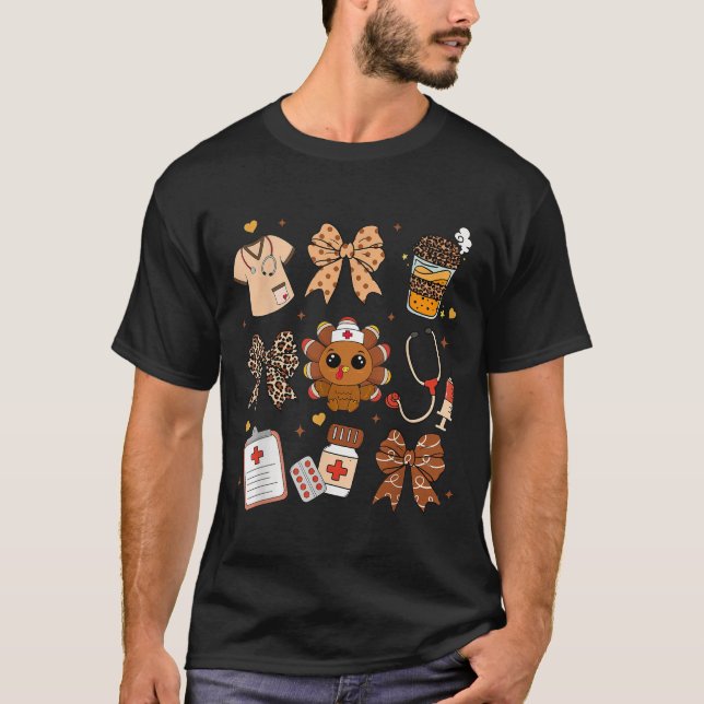 Camiseta Thankful Turkey Nurse Fall Stethoscope Coquette Th (Frente)