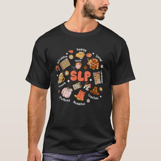 Camiseta Thanksgi: Terapêutica de Discurso do SLP Turquia C (Frente)