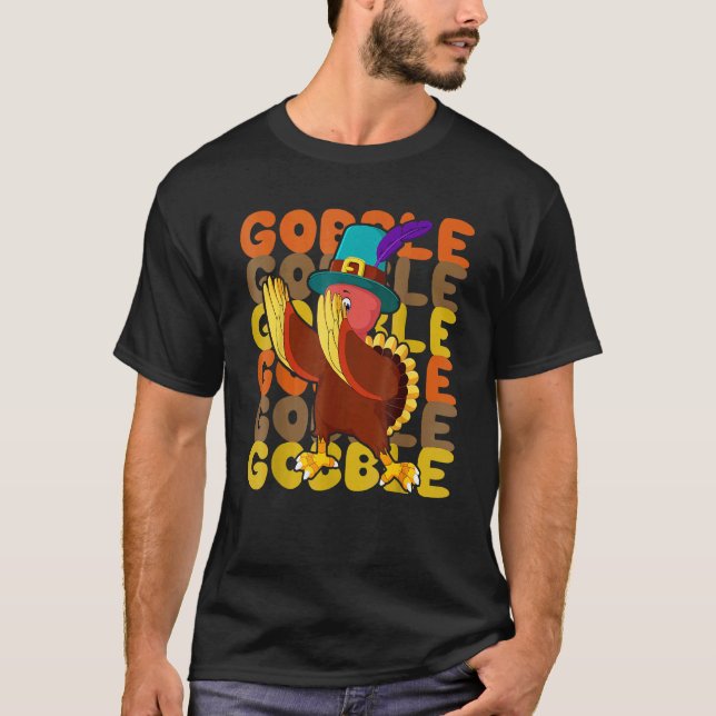 Camiseta Thanksgiving 2022 Pilgrim Gobble Dabbing Turkey Au (Frente)