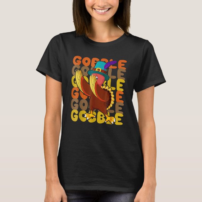 Camiseta Thanksgiving 2022 Pilgrim Gobble Dabbing Turkey Au (Frente)