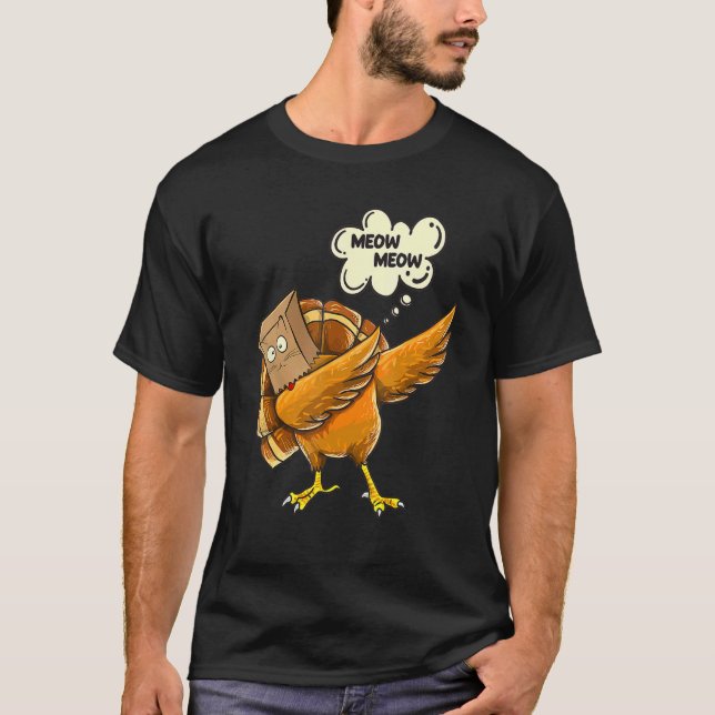 Camiseta Thanksgiving Cat   Fake Cat Meow Thanksgiving Turk (Frente)