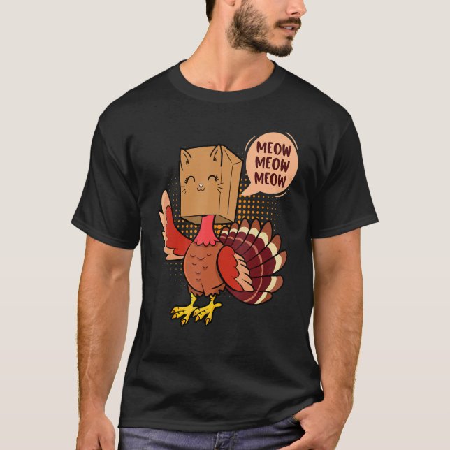 Camiseta Thanksgiving Cat   Fake Cat Meow Thanksgiving Turk (Frente)