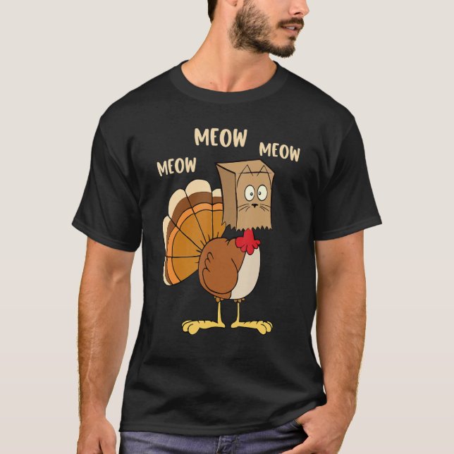 Camiseta Thanksgiving Cat  Fake Cat Meow Thanksgiving Turke (Frente)