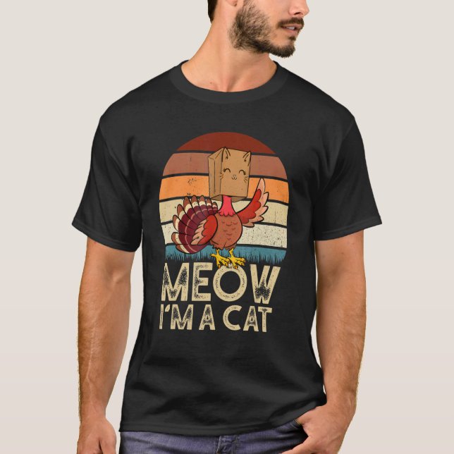 Camiseta Thanksgiving Cat   Fake Cat Meow Turkey Cats   (Frente)
