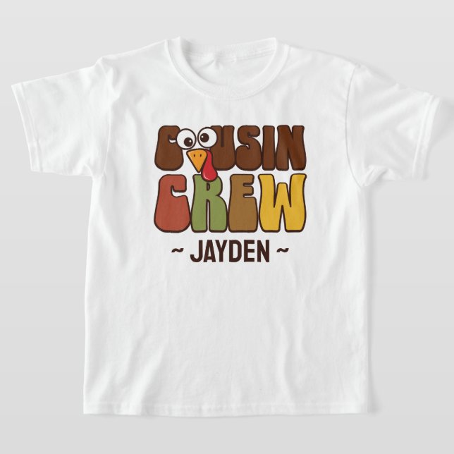 Camiseta Thanksgiving Cousin Crew Personalized Kids (Postura )