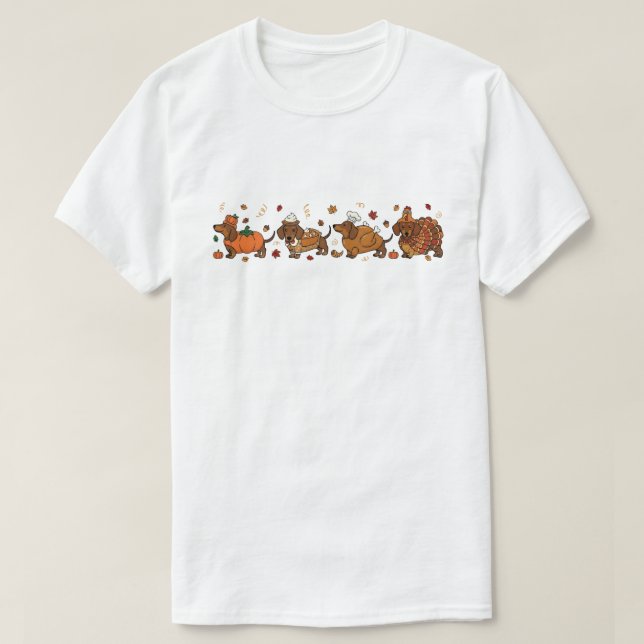 Camiseta Thanksgiving Dachshund Coquette (Frente do Design)