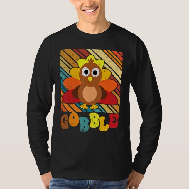 Camiseta Thanksgiving Day Cute Turkey Gravy Groovy Gobble F (Frente)