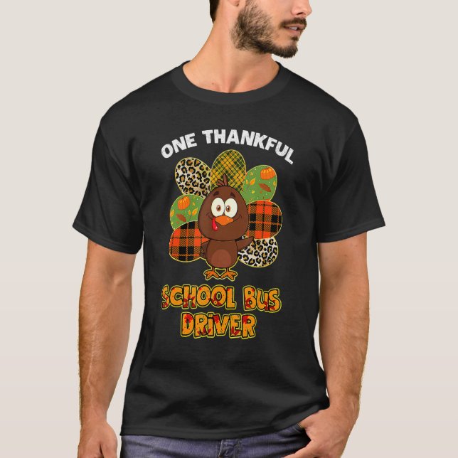 Camiseta Thanksgiving Day One Thankful School Bus Driver Cu (Frente)