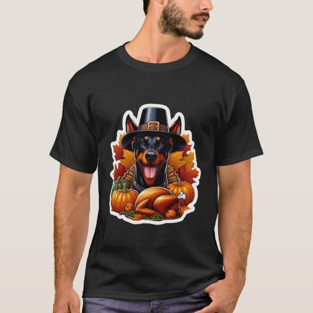 Camiseta Thanksgiving Doberman Pinscher Dog Owner Lover Fun (Frente)