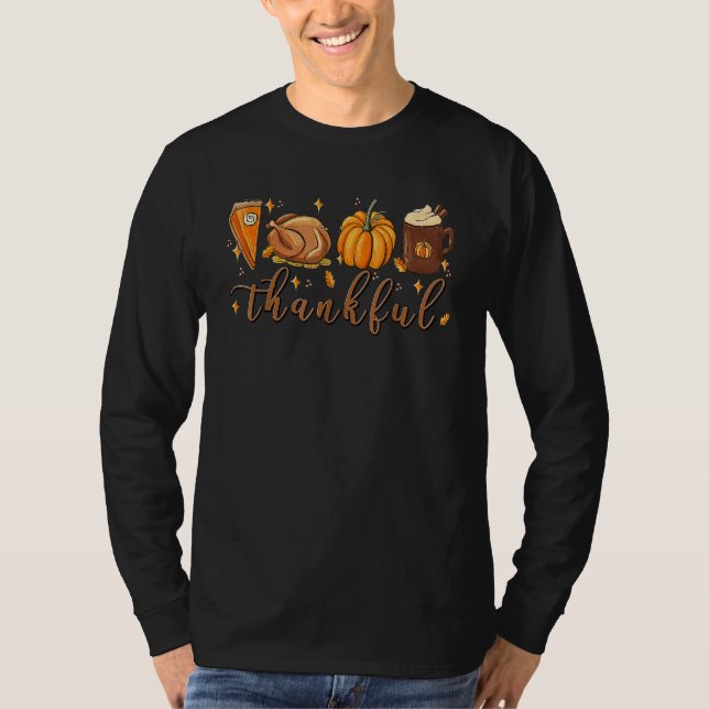 Camiseta Thanksgiving Fall Leopard Pumpkin Blessed Thankful (Frente)