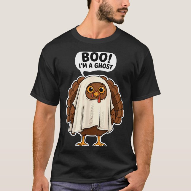 Camiseta Thanksgiving Ghost Turkey Disguise Funny Halloween (Frente)