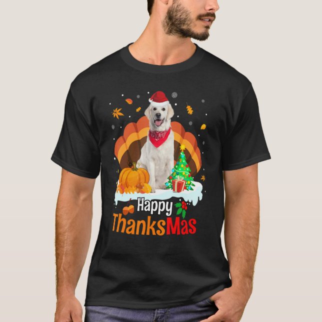 Camiseta Thanksgiving Golden Retriever Happy Christmas Than (Frente)